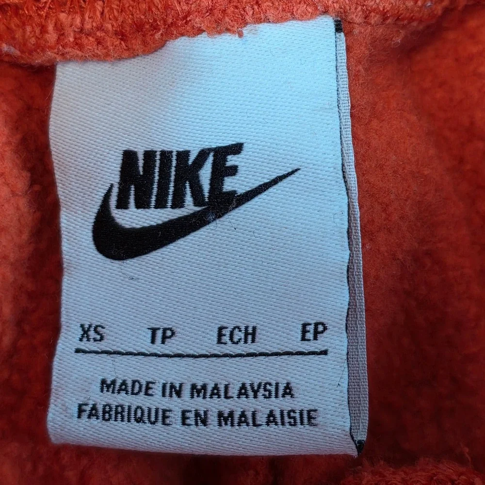 Nike Sportswear Orange Fleece Jogger Sweatpants XS Embroidered Swoosh Logo